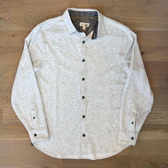 Fundamental Coast Andy Knit Shirt Soft Stretch White Gray Mens Size Large - Picture 2 of 10